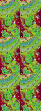 Çizgi çizimi kalıbı. Şirin çiçekler. Raster Moda kumaş deseni.