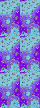 Düz Çiçek Elementleri Tasarımı. Çiçeksel fantezi tasarımı ve parlak bir arka plan çizimi. Renkli Bahar Teması çizim şablonu.