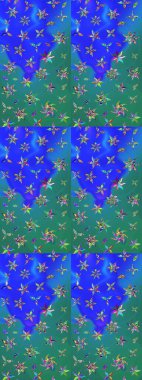 Çiçek ve yapraklı çiçek deseni. Küçük çiçekli şirin bir desen. Raster illüstrasyonu.