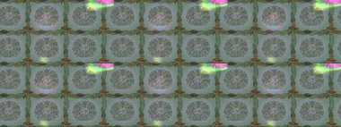 Çiçek buketleriyle klasik tarzda kusursuz desenler. Tarafsız, yeşil ve gri renklerde. Raster illüstrasyonu.