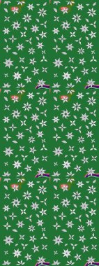 Çiçek yeşili ve nötr çizim deseni. Raster çiçek izi. Raster Yumuşak kumaş deseni. Klasik taslak çizimi.