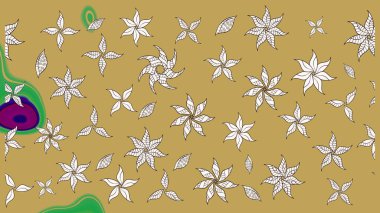 Raster illüstrasyonu. Şirin karalamalı çiçek desenli çizim. Eskiz stili sarı ve nötr renklerde. El yapımı çiçek ve bitki koleksiyonu. Raster illüstrasyonu.