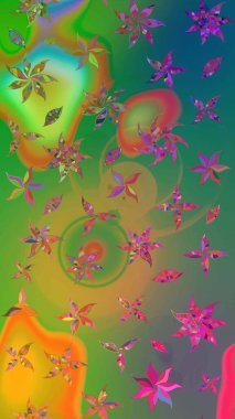 Çizim çiçek deseni duvar kağıdı, web sitesi arka planı, ambalaj kağıdı, davetiye, broşür, afiş veya web sitesi için kullanılabilir. El çizimi Raster çizimi. Parlak elementlerin.