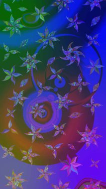 Sevimli çiçek raster deseni. Mor ve mavi renkte çiçekler. Renkli Bahar Teması eskiz kalıbı. Düz Çiçek Elementleri Tasarımı.