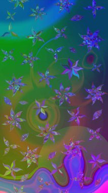 Çiçekli yaz çiçekleri. Küçük çiçekte güzel bir desen. Küçük renkli çiçekler. Moda baskıları için zarif bir şablon. Motley illüstrasyonu. Çizim.