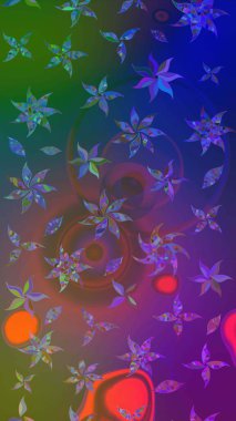 Mavi ve yeşil renkte etnik çiçeklerle süslenmiş zarif bir eskiz şekli. Raster Çiçek İllüstrasyon Şirin Tekstil.