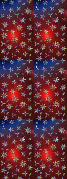 Kırmızı ve kahverengi renkte etnik çiçeklerle süslenmiş zarif bir eskiz şekli. Asya Tekstil 'inde Raster Çiçek İllüstrasyonu.