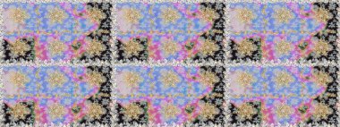 Süslü dekorasyon. Damask altın soyut çiçek gri ve nötr renklerde pürüzsüz desen. Raster illüstrasyonu.