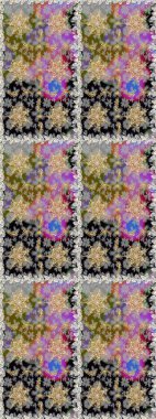 Damask arkaplanı tekerrür ediyor. Antika altın tekrarlanabilir duvar kağıdı. Barok tarzında altın çiçek süsü. Gri ve nötr renkler üzerine altın element.