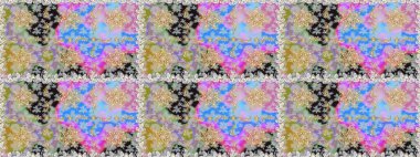 Tarafsız ve gri renkler ve altın elementler. Kusursuz altın desen. Çiçek desenli altın metal. Raster altın çiçek süsü brokar kumaş ve cam desenli..