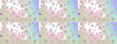 Renkli Bahar Teması eskiz kalıbı. Düz Çiçek Elementleri Tasarımı. Sevimli çiçek raster deseni. Çiçekler bej ve nötr renklerde.