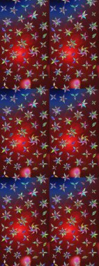 Kibar, bahar çiçekleri kırmızı ve kahverengi renklerde. Raster illüstrasyonu. Yaprak ve çiçeklerin suluboya resmi, kırmızı ve kahverengi renkler üzerine çizim deseni.