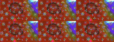 Raster çiçek desenleri çiziyor. Vadinin çiçekleri kahverengi ve kırmızı renklerde.