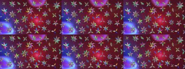 Bahar çiçekleri dallı desen, mor ve kırmızı renkler çiçekli siluet. Raster deseni.