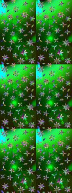 Çiçekli el çizimi çizimi deseni. Modern gelişim yeşil ve gri raster arka plan duvar kâğıdı illüstrasyonu klasik çizgili iz sürme desenli çiçekler, çiçekli süsler.