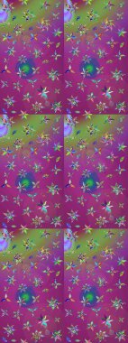 Özgürlük stili Millefleur 'lar. Taşralı şıklığı. Tekstil, duvar kâğıdı, kapaklar, yüzey, baskı, hediye paketi, hatıra defteri, dekupaj. Küçük yabani çiçeklerdeki halk modelini çiz..