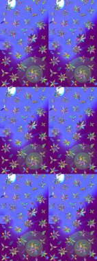 Mor ve mor renkte güzel çiçekli eskiz deseni, suluboya çiçek deseni, duvar kağıdı, kart veya kumaş için fayanslı. Raster..