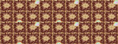 Altın şablonu çiz. Kahverengi renkli ve altın elementli eskiz deseni. Raster doğulu süsü.