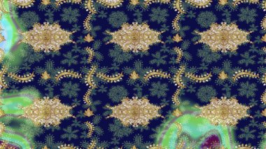 Mavi renkler üzerine grafiksel modern eskiz deseni. Skeç raster arka planı. Çiçek desenli çizim. Duvar kâğıdı barok, İspanyol kumaşı.