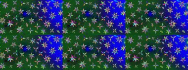 Vadinin yeşil ve mavi renkli çiçekleri. Raster çiçek desenleri çiziyor..