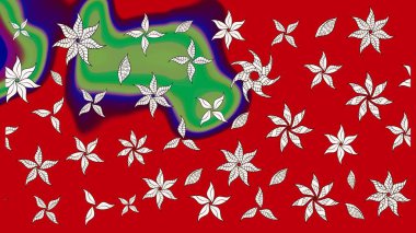 Raster illüstrasyonu. Güzel kumaş deseni. Çiçek desenli çizim. Asya tekstil tarzında. Düz Çiçek Elementleri Tasarımı. Renkli Bahar Teması çizim şablonu.