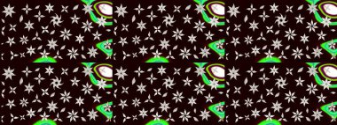 Raster illüstrasyonundaki çiçek desenli çizim. Düz Çiçek Elementleri Tasarımı. Siyah ve nötr renklerde çiçekler. Renkli Bahar Teması çizim şablonu.