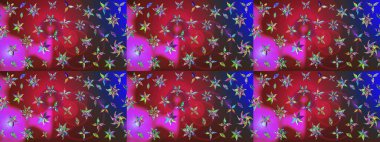 Vadinin çiçekleri kırmızı ve mavi renklerde. Raster çiçek desenleri çiziyor..