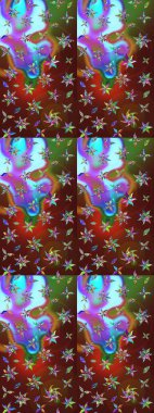 Millefleur 'lar. Tekstil, kumaş, kapaklar, duvar kağıtları, baskı, naylon, koleksiyon defteri, örgü, dekupaj için güzel bir eskiz. Oldukça eski bir besin torbası deseni, küçük, çiçekler.