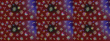 Asya tekstil tarzında. Renkli Bahar Teması eskiz kalıbı. Çiçek desenli çizim. Düz Çiçek Elementleri Tasarımı. Güzel kumaş deseni. Raster illüstrasyonu.