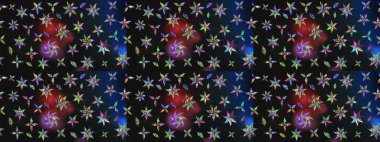 Yapraklı çiçekler ve rengarenk papatya çiçekleri. Eskiz arkaplan modeli. Raster - stok.