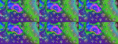 Çiçekli yaz çiçekleri. Küçük çiçekte güzel bir desen. Küçük renkli çiçekler. Moda baskıları için zarif bir şablon. Motley illüstrasyonu. Çizim.