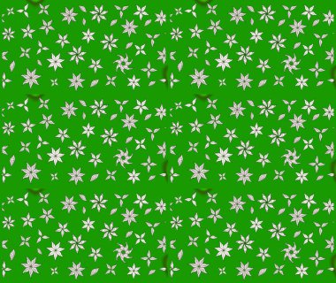 Yeşil el çizimi desen. Karalama çiçekleri çizim kalıbı. Raster deseni. Sanat, çiçek tarzına ilham verir ve arka plan bırakır.