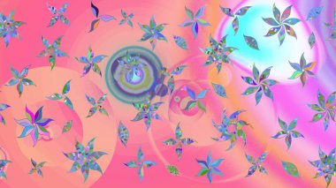 Şirin çiçekler. Çizgi çizimi kalıbı. Raster Moda kumaş deseni.