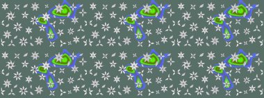 Hediye ambalaj kağıdı, tebrik kartları, posterler ve pankart tasarımı. Raster düz çiçek çizim deseni. Tarafsız ve yeşil renkte çiçekler.