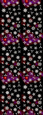 El çizimi. Çiçekli, yapraklı, çiçek desenli eskiz. Raster illüstrasyonu.