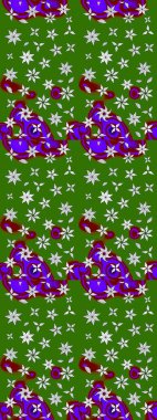 Raster illüstrasyonu. Çiçek desenli çizim. Güzel kumaş deseni. Renkli Bahar Teması eskiz kalıbı. Asya tekstil tarzında. Düz Çiçek Elementleri Tasarımı.