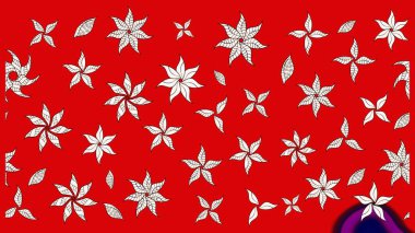 Kırmızı renkte bitkilerden oluşan parlak çiçekli çizim deseni.