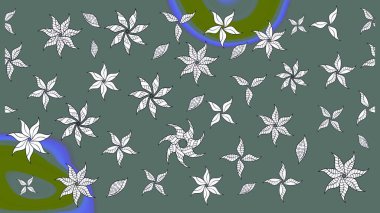 Raster illüstrasyonundaki çiçek desenli çizim. Tarafsız renklerde çiçekler.