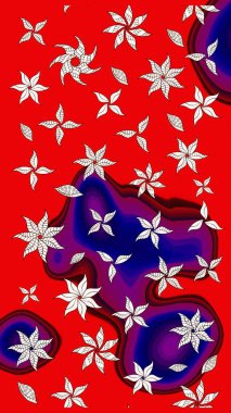 Kırmızı renkte güzel bir tekstil. Raster illüstrasyonu. Suluboya çiçekli çiçek deseni.