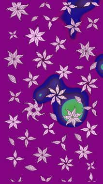 Düz Çiçek Elementleri Tasarımı. Süslü kumaş deseni. Raster illüstrasyonundaki çiçek desenli çizim. Renkli Bahar Teması çizim şablonu.