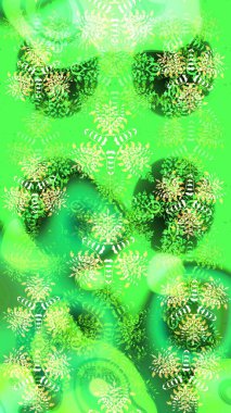 Raster illüstrasyonu. Raster kış deseni. Çiçek Elementleri 'nin soyut geçmişi. Yeşil, nötr ve sarı renkte dizayn.