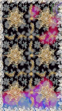 2019 Noel 'i, kar tanesi, yeni yıl. Gri renklerde ve altın elementlerle klasik, pürüzsüz desen.