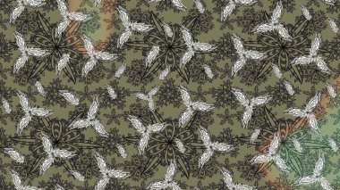 Raster illüstrasyonu. Çiçekli güzel suluboya desen. Gri renklerde.