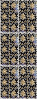 Raster illüstrasyonu. Gri ve siyah renklerde, altın elementlerle klasik, pürüzsüz desen.