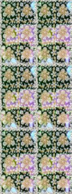 El yapımı dekoratif çerçeve, albüm kapağı, tebrik kartı, klasik Art deco tarzı. Raster soyut çiçek çelengi altın karalama fantezi yaprakları ve tarafsız ve gri renkte çiçek.