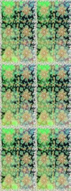 Yeşil ve nötr renklerde kusursuz desen. Raster altın pürüzsüz desen. Kusursuz altın desenli bukleler. Doğu tarzında altın elementler arabesk.