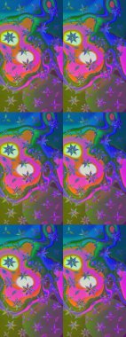 Anti-stres için soyut örnek sayfası. Raster illüstrasyonu. Mavi ve yeşil renklerde.