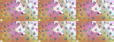 Parlak çiçekli, nötr ve pembe renkler üzerine soyut çizim deseni. Çiçeksel elementlerle süslenmiş zarif raster dokusu. Küçük çiçekte şirin bir çiçek deseni var..