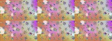 Çiçek deseni. Tarafsız ve pembe renkler üzerine çiçek çizimi. Şatafatlı bahar bahçesi dokusu. Raster illüstrasyonu. Tarafsız ve pembe renkte çiçekler.