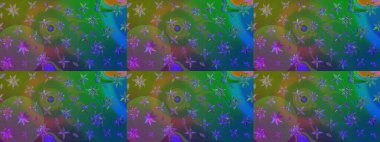 Soyut çiçek çizim kalıbı arka planı. Raster deseni. Raster illüstrasyonu. Yeşil ve mavi renklerde. Küçük çiçekte sevimli çiçek deseni var..